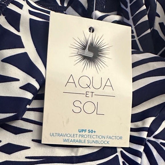 Navy and White Leaf Print Women's Swim Cover-Up - Picture 5 of 5